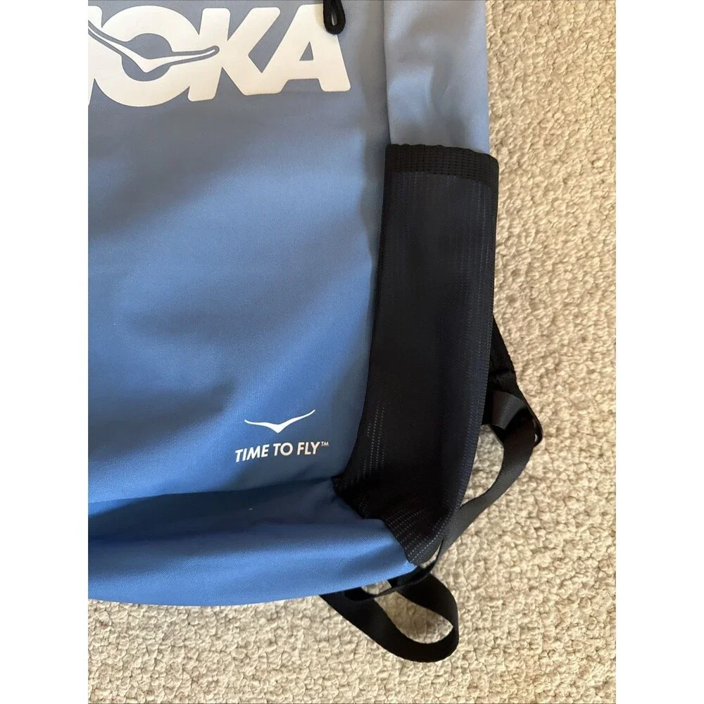 Hoka One Blue One Time To Fly Drawstring Backpack Shoe Bag Lightweight